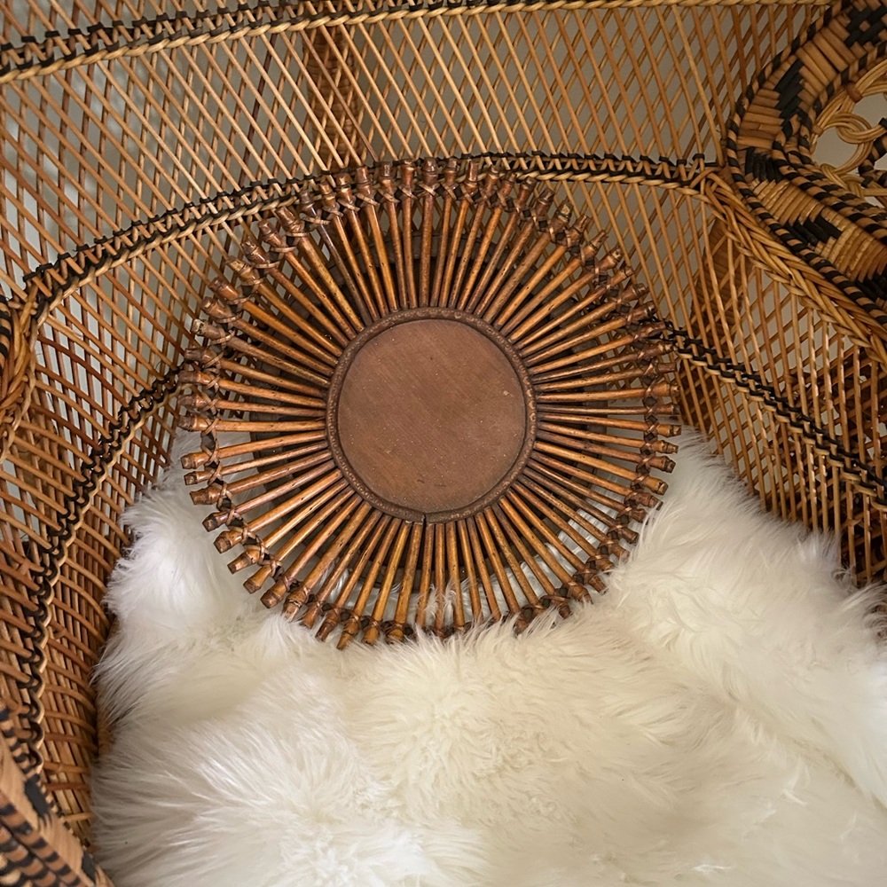 MCM Vintage Sunburst Bamboo Serving Tray Dish